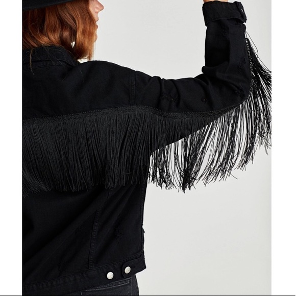 zara fringe denim jacket